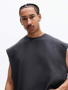 SUMWON Bộ đồ mặc nhà thoải mái gồm áo tank top rộng và quần short dáng suông, cổ tròn và eo có dây rút. - Xám - Xem 6