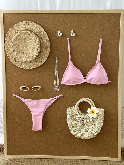 Swim Vcay Dam enfärgad triangelformad bikini med låg midja, sommarstrand