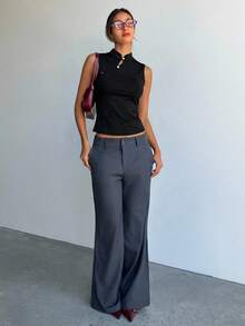 Aloruh Áo tank top cổ sườn xám kiểu Trung Quốc cổ điển dành cho nữ, màu đen, kiểu áo chui đầu thoải mái, thích hợp cho kỳ nghỉ, du lịch, áo nữ thanh lịch, áo mặc hàng ngày đi làm. Áo không tay màu đen, áo cổ cao, áo hè màu đen. - màu đen - Xem 3