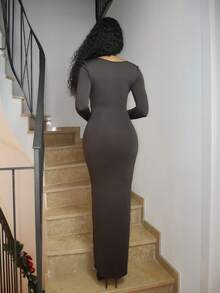 Yess Loren 镂空长袖褶饰长裙假日度假夏季婚礼宾客生日海滩伊比沙岛秋季夜出婚礼宾客、优雅、约会之夜、圣诞节