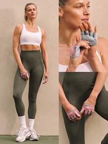 GLOWMODE Grip And Glow Sweat-Wicking Stretchy Non-Slip Rubber Mesh 4-Finger Training Gloves Gym Studio Yoga Workout Dumbbells Active Wear - Pink - View 7