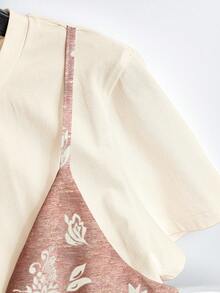 GlowEve Women's Ribbon Decor Sleeveless 2 In 1 Beach Vacation T-Shirt - Multicolor - View 4