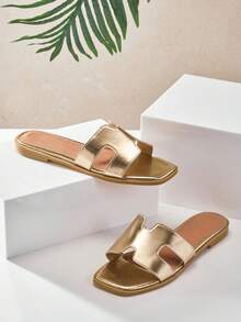 SHUZIA 時尚女士多用途平底涼鞋 - 玫瑰金 - 查看 2