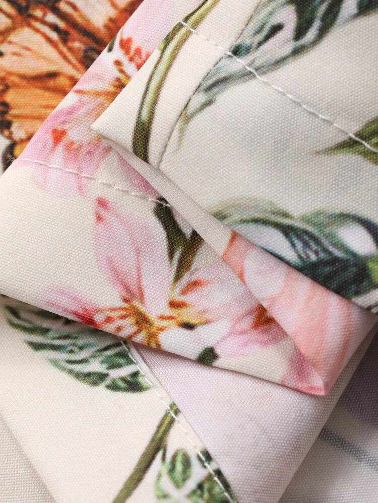 Women's Elegant Floral Print Square Neck Sleeveless Belted Vest And Wide Leg Pants 2-Piece Set, Summer Spring,Wedding Guest Women Boho