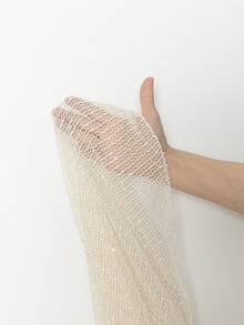 Swim Chiccia Women's Fashionable Mesh Sequin Draped Neck Flare Sleeve Sheer Coverup, Slimming Sexy Beach Vacation Party Trending - Apricot - View 8