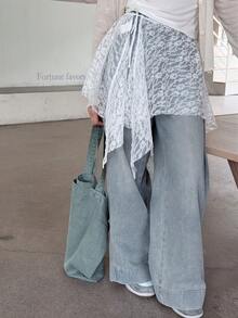 Dazy Kids Tween Girls' Casual Washed High Waist Wide Leg Jeans