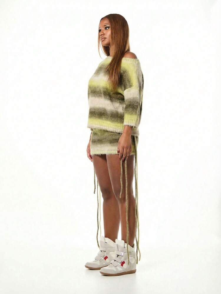 SUMWON WOMEN Minissaia de tricô degradê com amarrações laterais