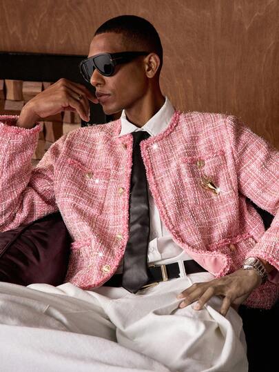 AKNOTIC Business Casual Men's Plaid Print Button Front Pocket Long Sleeve Cardigan Jacket