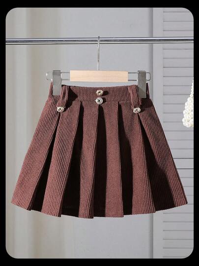 Girls Elegant Fashionable Casual Sports Versatile Pleated A-Line French Style Mini Skirt, Suitable For School, Vacation, Travel, All Seasons