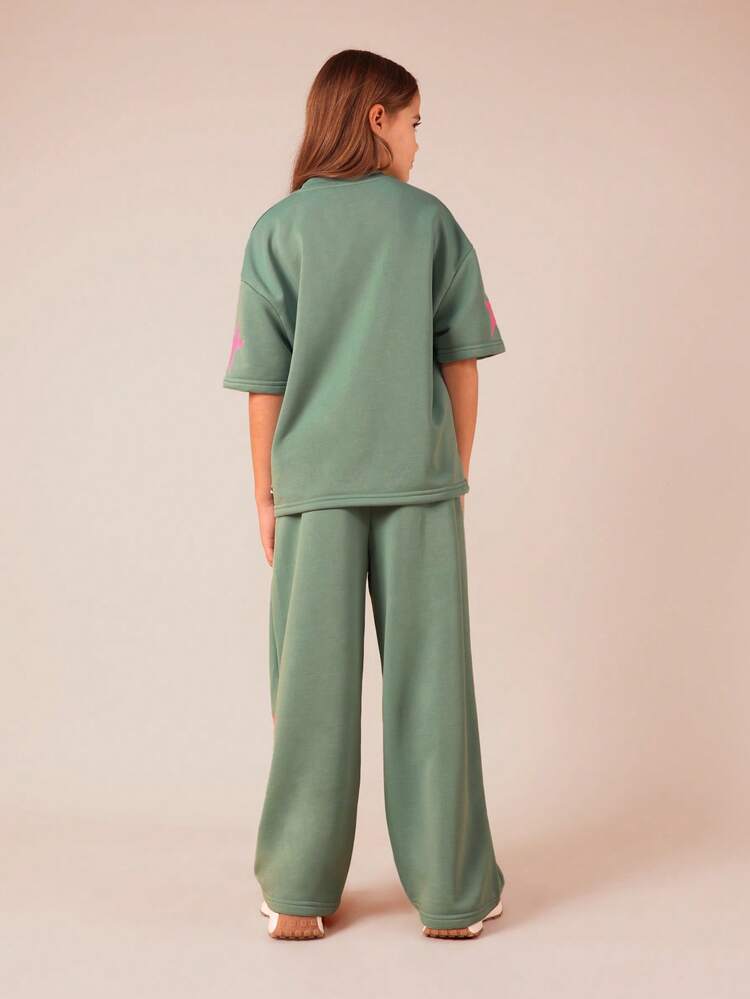 Oversized Graphic T-Shirt With Wide Leg Pants Set