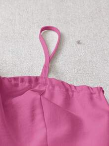 GlowEve 2pcs/Set Striped Asymmetrical Top & Striped Shorts - Hot Pink - View 3