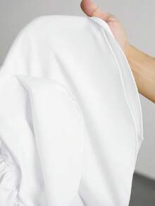SHEIN Tall 女款迷你洋裝 素色極簡時尚休閒日常，夏季女裝洋裝，白色畢業禮服 白色荷葉邊短裙，適合高個子女性 - 白色 - 查看 10
