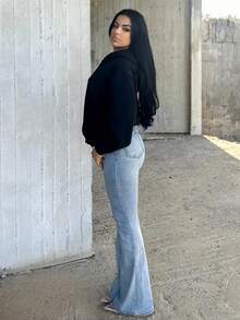Vassilux 超大连帽衫 宽松版型 落肩运动衫 返校 秋冬 舒适秋季 圣诞节 可爱休闲 日常 Y2K 街头服饰 胶囊衣橱 黑色圣诞节 - 黑色 - 查看 3