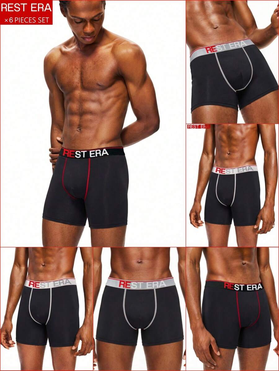 SHEIN 6条/套 男士字母腰带平角内裤 - 彩色 - 查看 1