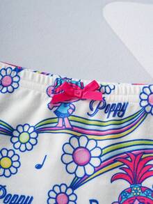 SHEIN Trolls Young Girl Comfortable Soft Cartoon Pattern Camisole Top And Boyshort Underwear Set - White - View 8