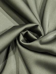 Roveilla 大码女式缎面V领蝙蝠袖腰带金属扣装饰A字型长连衣裙，优雅法式复古百搭休闲连衣裙，适合通勤、商务、度假、春夏穿着 - 綠色 - 查看 7