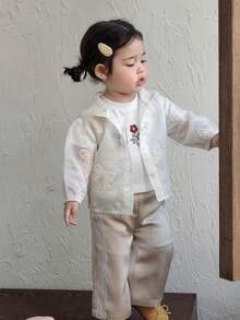 DAZY Toddler Girls' Hooded Textured Casual Spring/Summer Long Sleeve Versatile Jacket - White - View 7