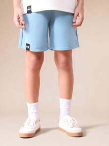 SUMWON Boys Polo Co-Ord Set With Light Blue Contrast Color Block Design Short Sleeve Summer Casual Matching Outfit - Apricot - View 4