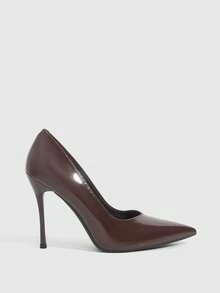 CUCCOO SZL Women's Casual Fashionable Simple Ankle Strap Pointed Toe High Heels, Summer Valentine's Day - Coffee Brown - View 2