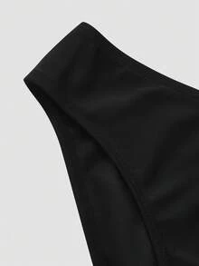 SHEIN Swim Vcay 2026新款夏季沙滩度假百合印花泳装三件套：浪漫优雅深V裹身连衣裙+比基尼套装，大码泳装 - 黑色 - 查看 4
