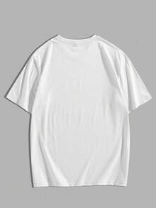 ROMWE MEN Goth Spring/Summer Casual Graphic White Men'S Letter & Graphic Print Round Neck Short Sleeve T-Shirt - White - View 2