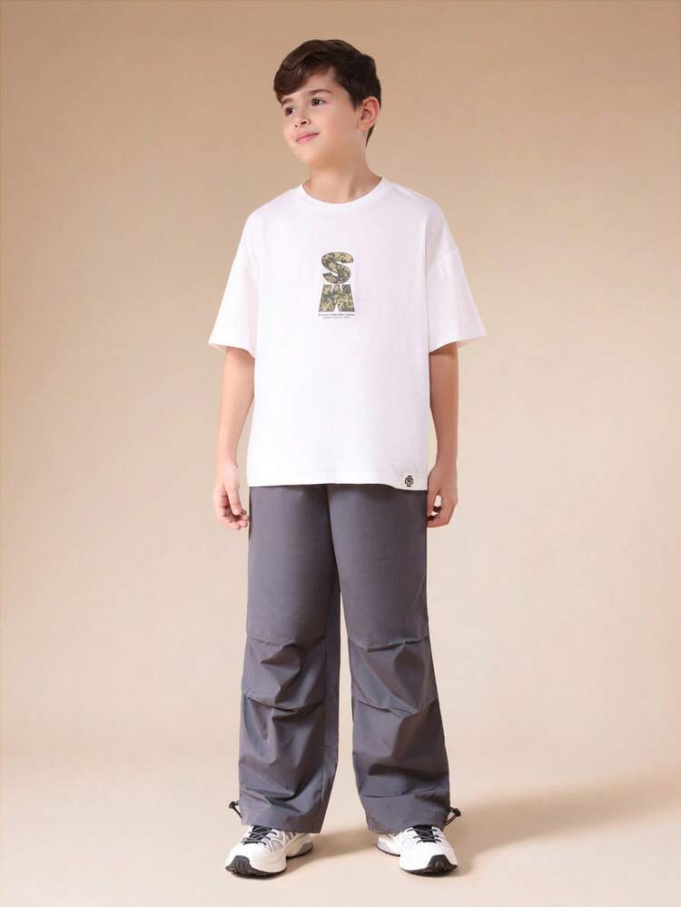 Camouflage Print Back Graphic T-Shirt