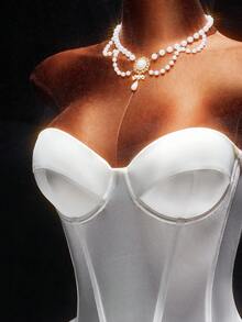 Amplova 优雅性感荷叶边抹胸迷你连衣裙 - 白色 - 查看 4