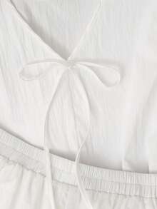 Resyla New Women's Backless Sleeveless Top And Wide Leg Shorts Set - White - View 4