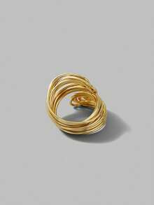Ontre 18k Gold-Plated Wrapped Wire Minimalist Ring - Yellow Gold - View 2