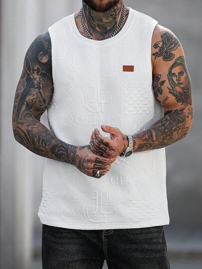 Manfinity CasualCool Camiseta de tirantes casual de verano para hombre, tela texturizada, decorativa, para vacaciones y viajes, ocio diario, fines de semana, actividades al aire libre, expediciones de viaje, entornos de trabajo relajados o ocasiones semi-formales, regalo para novio/esposo, regalo de aniversario/cumpleaños, fiesta de vacaciones de verano, boda, de primavera a verano, Mardi Gras, camisetas sin mangas para hombres, camisetas de tirantes blancas para hombres, camisetas de tirantes para hombres, camisetas de tirantes de diseñador para hombres, camisetas de tirantes blancas estampadas para hombres