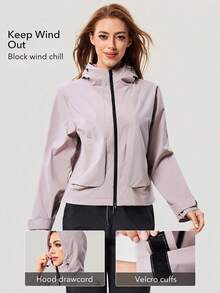 OutZeal 女士户外夹克 粉色 日常休闲 防水 连帽 拉链 带口袋 - 粉色 - 查看 3