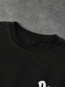 STYNVO Men's Casual Printed Round Neck Short Sleeve T-Shirt - Black - View 5