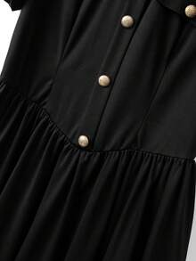 GlowEve CURVE Đầm peplum cổ chữ U phối ren dành cho nữ cỡ lớn - màu đen - Xem 7