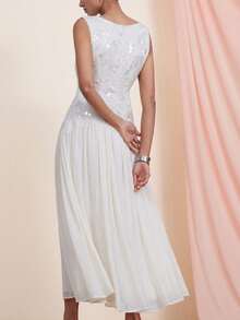 Aveloria Rosie Đầm chiffon đính sequin thời trang, thiết kế độc đáo và cao cấp. - trắng - Xem 2
