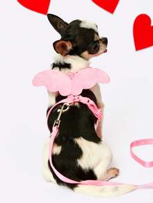 PETSIN 1SET Pet Angel Heart Tether With Pink Wings And Sweet Design - Multicolor - View 3
