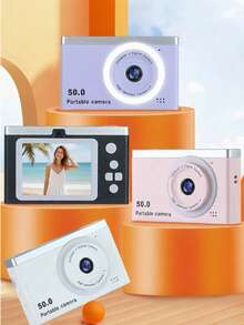 Digital Camera, Mini CCD Camera, Portable Retro Card Camera With Mobile Transfer Capability, 4K Ultra HD Photography Valentine's Day Gift - Multicolor - View 1