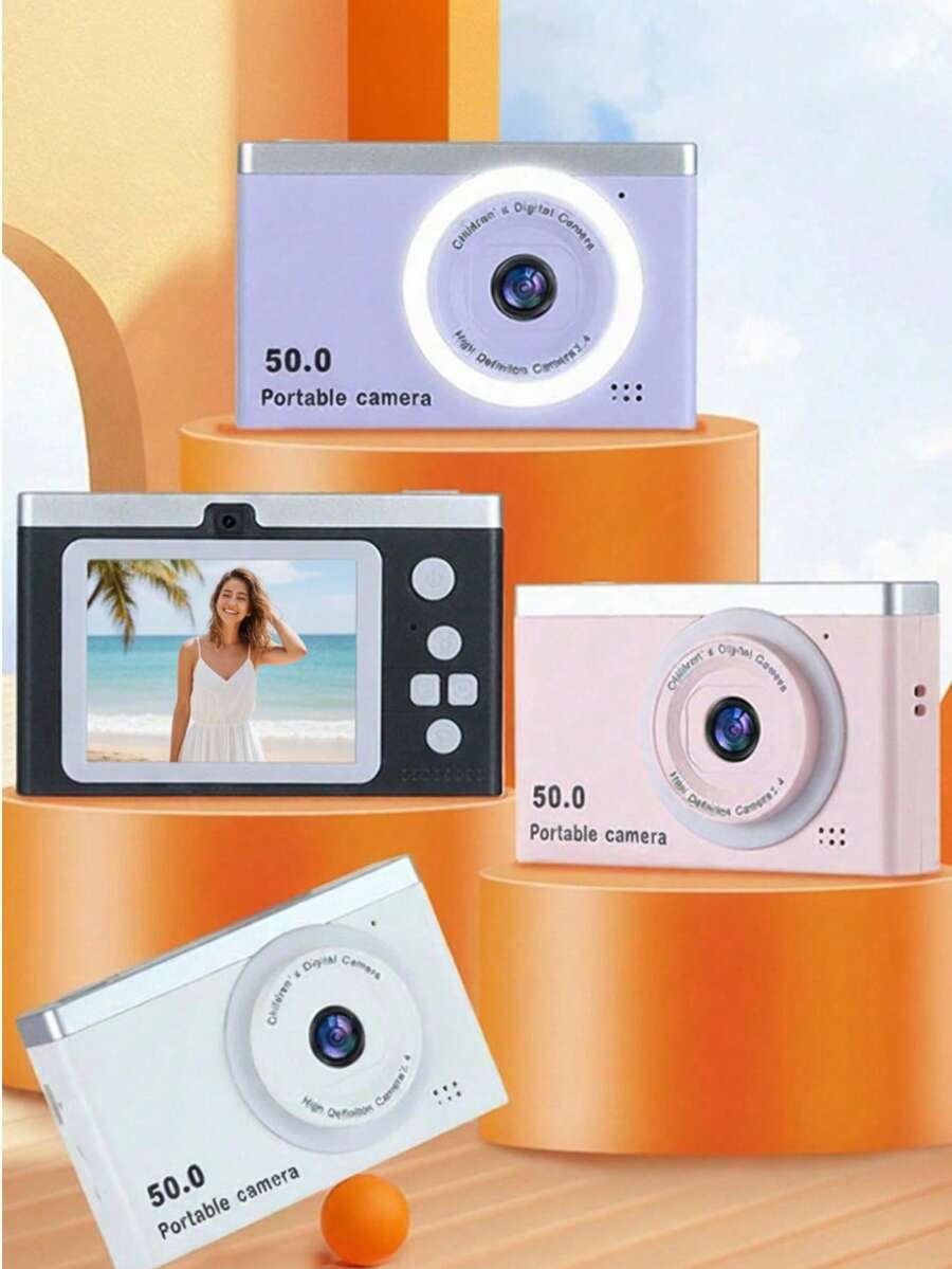Digital Camera, Mini CCD Camera, Portable Retro Card Camera With Mobile Transfer Capability, 4K Ultra HD Photography Valentine's Day Gift - Multicolor - View 1