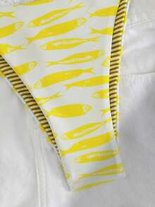 Swim Vcay Bộ bikini 2 mảnh gợi cảm, thời trang và ngọt ngào dành cho nữ, có nơ buộc vai, không gọng, có đệm mút tháo rời. - Màu vàng - Xem 5