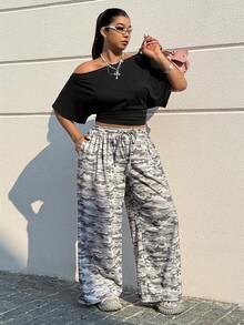 SHEIN EZwear 2026春夏新款休闲宽松加大码迷彩裤，适合户外活动、日常穿着、音乐节等场合。 - 彩色 - 查看 4