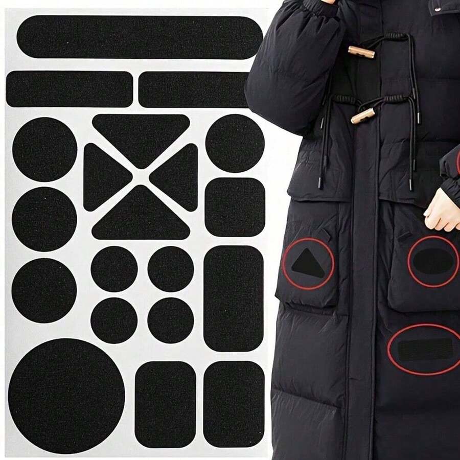 1 Piece Black Self-Adhesive Fabric Patch - Suitable For Down Jackets And Garment Repairs, Easy To Apply - Multicolor - View 1