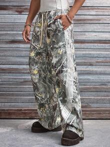AXEPEAK 男士休闲迷彩印花抽绳腰裤 - 彩色 - 查看 3