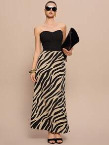 Women's Fashion Zebra Print Skirt, Summer Maxi Women - Multicolor - View 2
