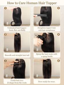 5 X 6 Inch (13 X 15 Cm) Toppers For Women 100% Real Human Hair Pieces For Women Color NC# Natural Black Real Human Hair Pieces With Loss Or Thinning No Bangs For Add Volume Hair Skin Scalp Clip In Hair Extensions Flower Hair Clip - Natural Black - View 10