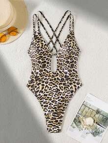 Swim SXY Springbreak 女士新款印花随机多色镂空性感优雅度假简约连体泳衣 - 彩色 - 查看 3
