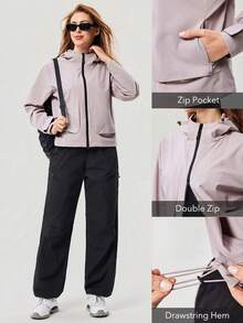 OutZeal 女士户外夹克 粉色 日常休闲 防水 连帽 拉链 带口袋 - 粉色 - 查看 5