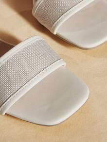 Rosivie Giày sandal nữ đế dày vừa phải, mũi vuông, kiểu dáng thường ngày thoải mái, chất liệu vải dệt và da PU, thiết kế quai phối hai tông màu, phù hợp cho mặc hàng ngày, dự tiệc, phong cách boho, miền Tây, lễ hội âm nhạc. - trắng - Xem 4