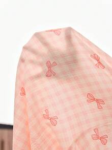 2pcs Pink Plaid Bow Print Camisole & Pants Pajama Set - Pink - View 8