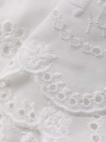 FRIFUL Chân váy xếp lớp thêu rỗng màu trơn dáng thường ngày dành cho nữ, thích hợp cho mùa xuân. - Màu be - Xem 9