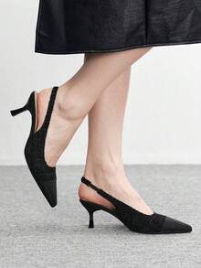CUCCOO BIZCHIC 女士优雅尖头穆勒鞋，细高跟，黑色，春秋季 - 黑色1 - 查看 5