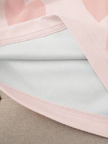 Resyla 女士夏季休闲短袖T恤，可爱粉色爱心印花图案，手工串珠爱心设计，时尚街头风，适合约会、日常穿着，学生款 - 粉色 - 查看 3